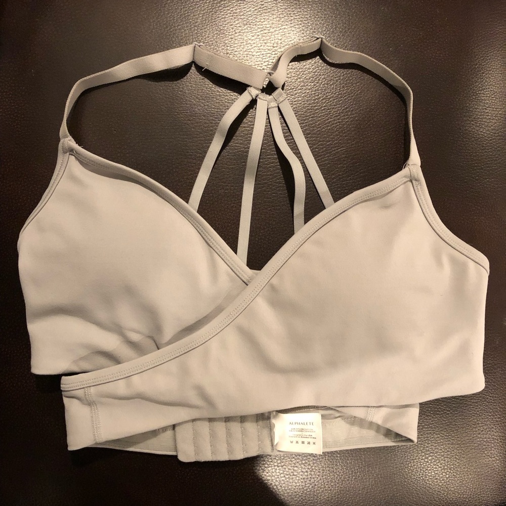 Alphalete light grey wrap bra
